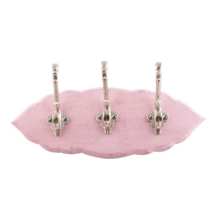 Pink Silver Small Wall Wooden Iron Hooks